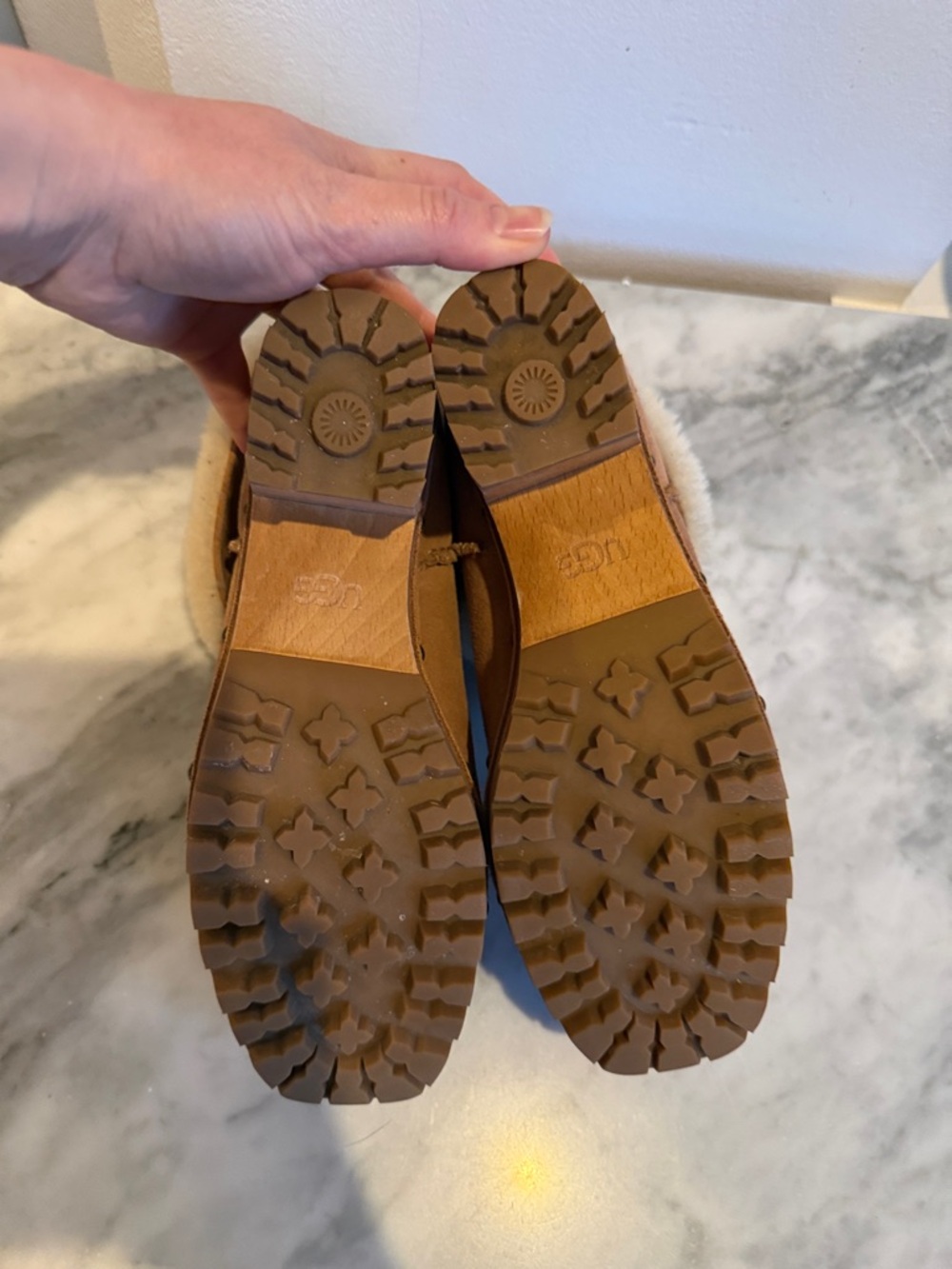 Ugg Suede Shearling Clog Boots in Chestnut - Picture 5 of 6